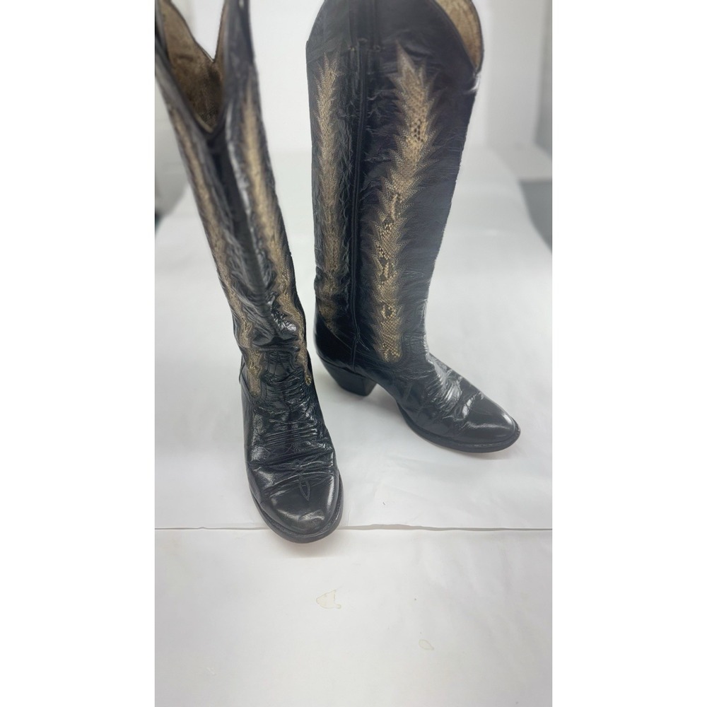 C.H. HYER  Custom Snake Inlaid Women's Vintage 8 -8 1/2 Cowboy Boots  Leather